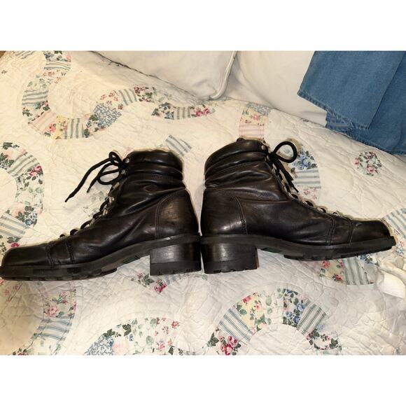 VINTAGE NINE WEST BLACK LEATHER HIKING BOOTS 7.5 - Picture 2 of 7